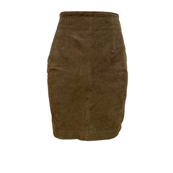 Capezio Women's Brown Leather High-Waisted Tube Skirt With Back Zipper Sz 7 - Picture 1 of 7